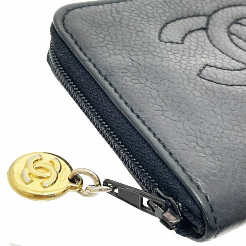 CHANEL Authentic Black Caviar Leather Logo Wallet - Picture 5 of 9